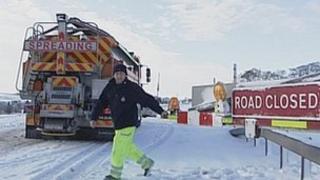 Snow gates on the A66