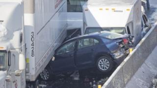 Pile-up on Pennsylvania Turnpike outside Philadelphia, on 14 February 2014