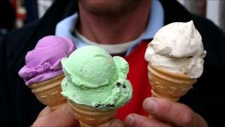 Man holding ice cream cones