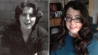 A composite image showing Janet Ni Shuilleabhain now (right) and 20 years ago (left)