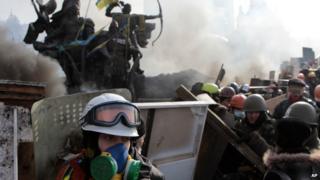 Protester in Independence Square in Kiev