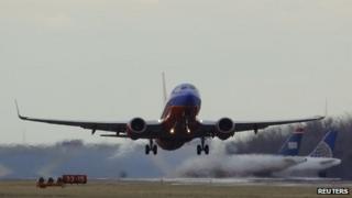 A Southwest Airlines passenger jet took off at Reagan National Airport in Washington DC on 28 February 2013