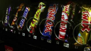 Candy in a vending machine