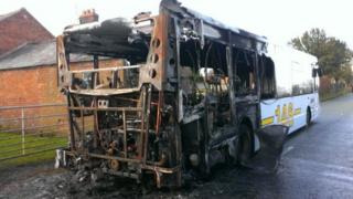 Burnt out bus