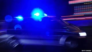 Police car with flashing lights