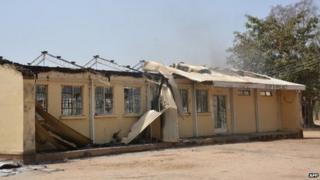 The remains of the burned out Federal Government College in Buni Yadi, Nigeria (25 February 2014)