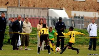 Children playing football