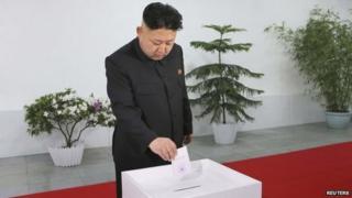 North Korean leader Kim Jong-un visits the Kim Il Sung University of Politics to take part in the election of a deputy to the Supreme People's Assembly