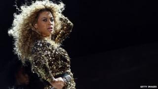 Beyonce on stage at Glastonbury