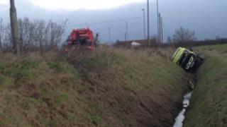 Ambulance in a ditch