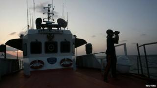 Search and rescue ship in the Straits of Malacca. 14 March 2014
