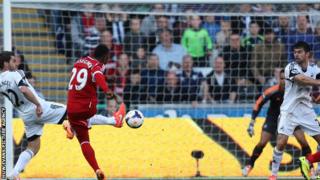 Stephane Sessegnon scores West Brom's equaliser against Swansea