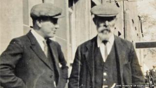 Private John McFarlane, who was killed at the battle of Festubert, with his father Thomas McFarlane, who built the Portree War Memorial