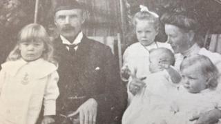 Captain Ronald McDonald and family. He was a Portree lawyer who was injured at the Battle of Festubert and died a year later.