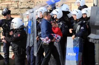Turkish riot police at a Kurdish New Year celebration in Istanbul, 23 March