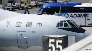 Chinese Air Force Ilyushin Il-76 aircraft in Perth, 27 March
