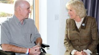 The Duchess of Cornwall with patient Ray Boyland