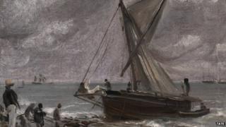 Beaching A Boat, Brighton, 1824, by John Constable