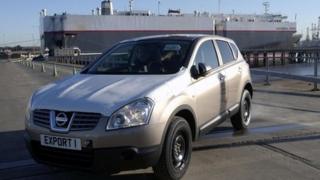The first Nissan Qashqai car leaving Tyne Dock for export to Japan