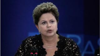 Brazil's President Dilma Rousseff speaks during a ceremony in Brasilia, March 17, 2014