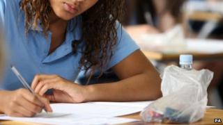 Girl taking GCSE exam