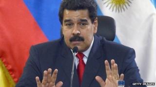 Venezuelan President Nicolas Maduro speaks at a meeting on 25 March, 2014.