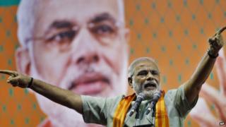 Narendra Modi at an election rally