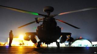 Picture dated 11/12/2012 of an Apache Helicopter in Camp Bastion