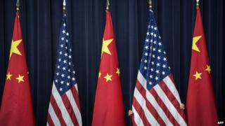 China US flags