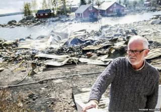 Hans-Erik Englundh with his surstroemming warehouse burned to the ground