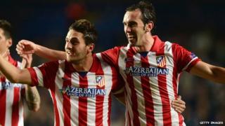 Atletico Madrid players on 30 April 2014