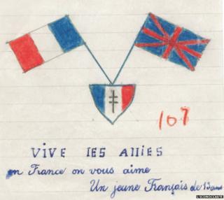 Письмо показывает вместе флаги Франции и Великобритании