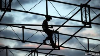 A construction worker in India