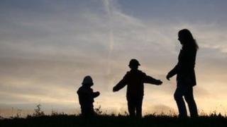 Adult with children