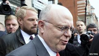 Pfizer Chief Executive Ian Read leaves after appearing at a parliamentary business and enterprise committee hearing at Portcullis House in London