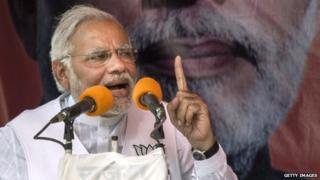 Narendra Modi at a rally on 10 May 2014 near Varanasi, India