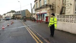 Police cordon off an area in Dover Road, Folkestone
