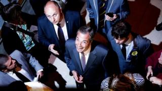 UKIP leader Nigel Farage arrives at Guildhall for count