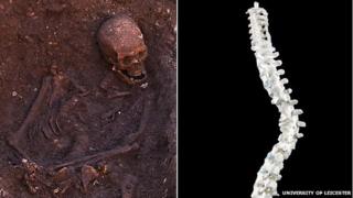 Grave of Richard III and reconstructed spine