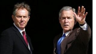 Tony Blair with President George W Bush