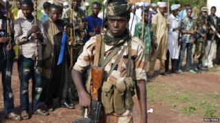 Seleka fighters in Molemi, Central African Republic. 5 June 2014