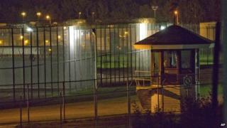 The prison yard in front of the Orsainville Detention Center is seen near Quebec City on Saturday, June 7, 2014.