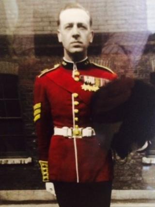 Guardsman in uniform with medals