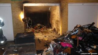 Fire in a garage in Wandsworth