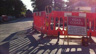 Road closed sign in Guernsey
