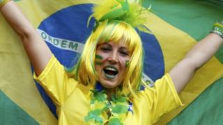 Brazil fan at the 2014 World Cup