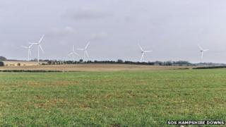 Mock-up of Woodmancott wind farm