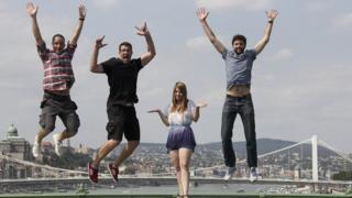 Tamas Kiss (second left) and Piqniq founders in Budapest