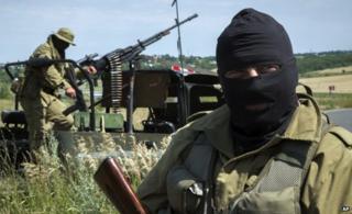 Pro-Russian fighters near Luhansk (2 July)