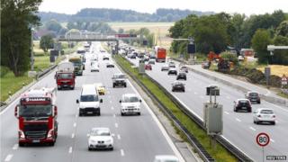 Vehicles along road near Munich